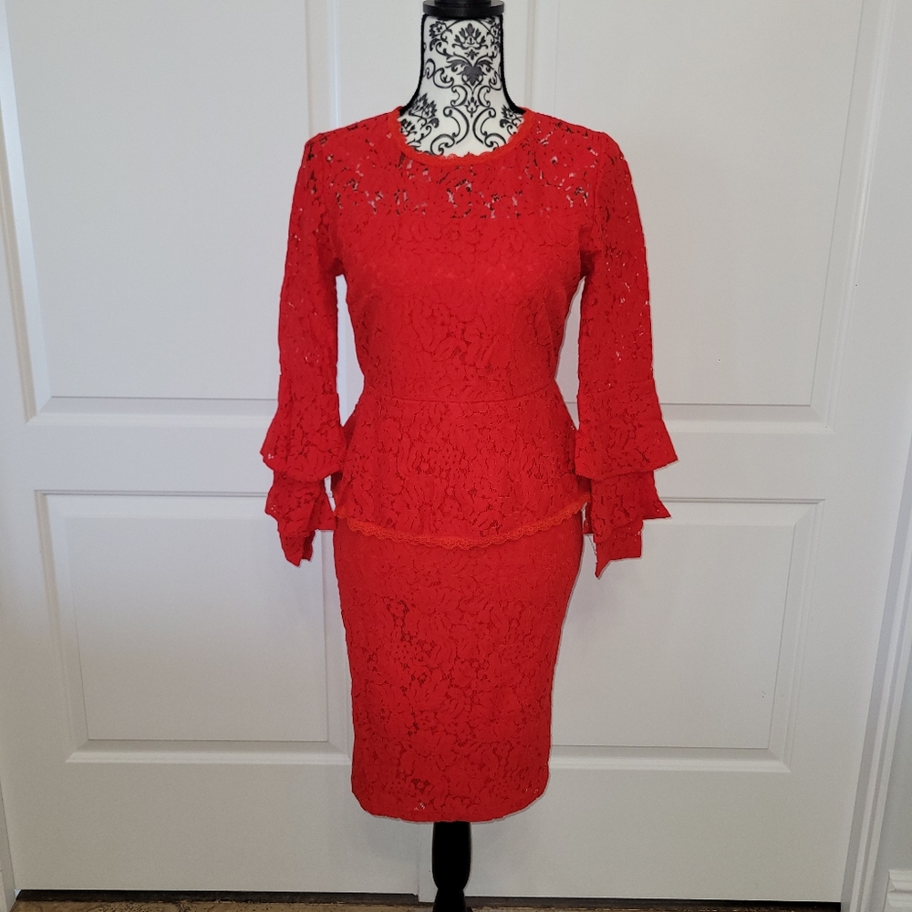 On Twelfth Red Lace Dress